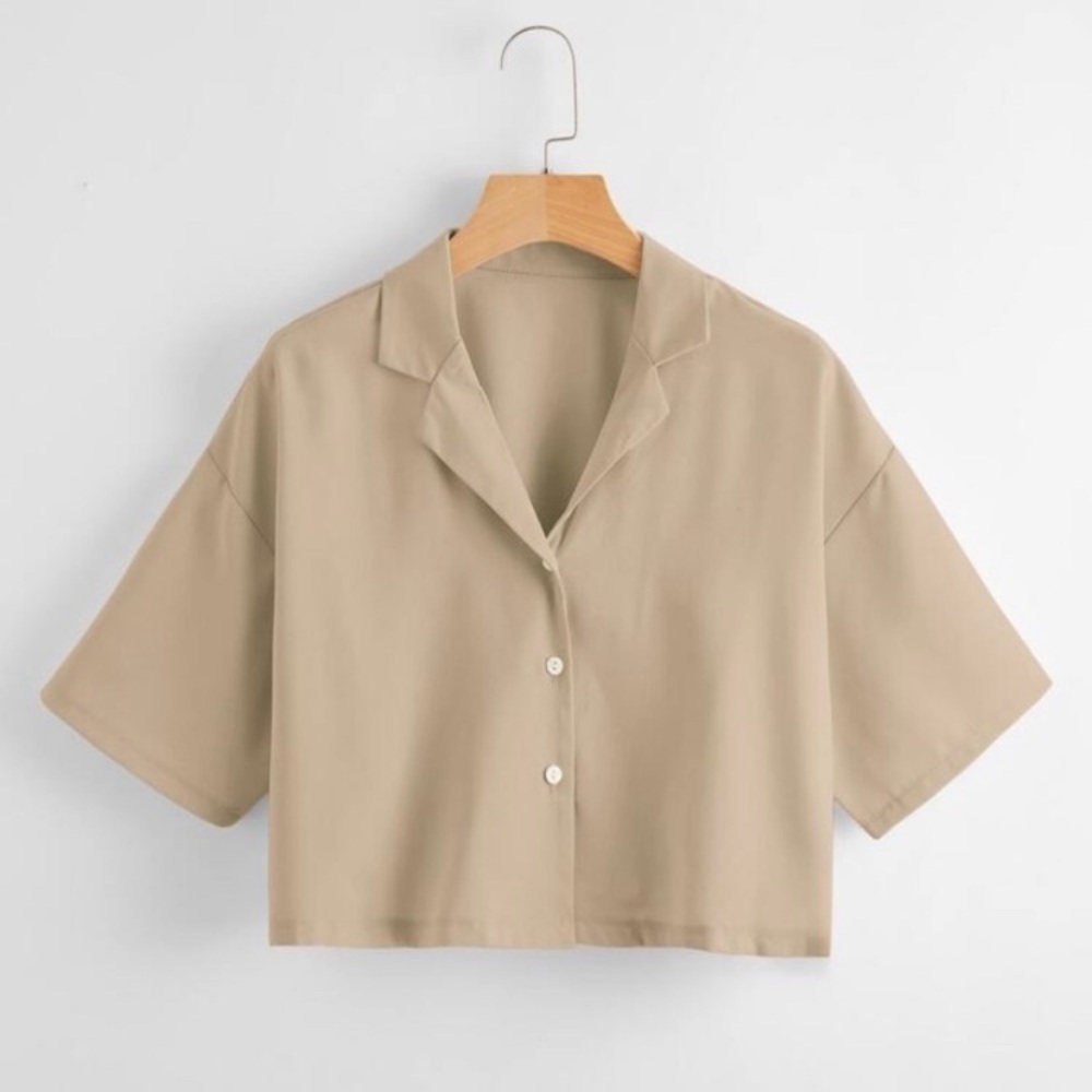 Cropped drop shoulder cropped blouse